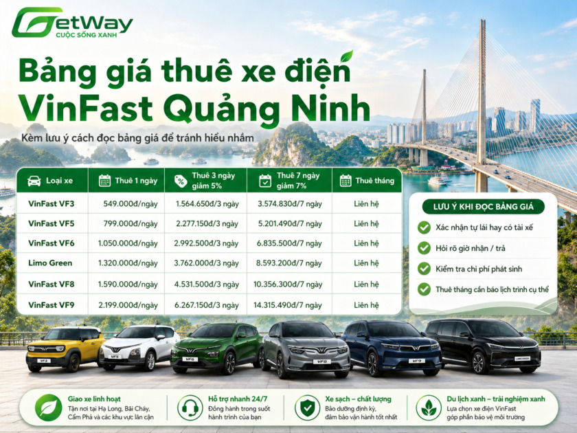 Bảng giá thuê xe điện Quảng Ninh