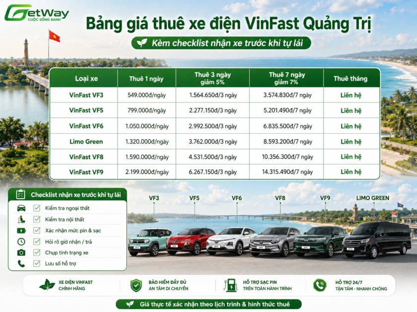 Bảng giá thuê xe điện Quảng Trị